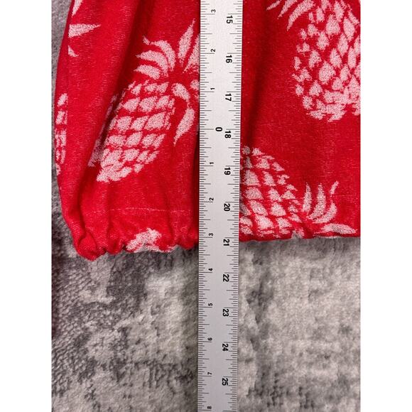 Le Superbe Sweater Large Womens Red Towel Terry Pineapple Sweatshirt Resort - Picture 6 of 8